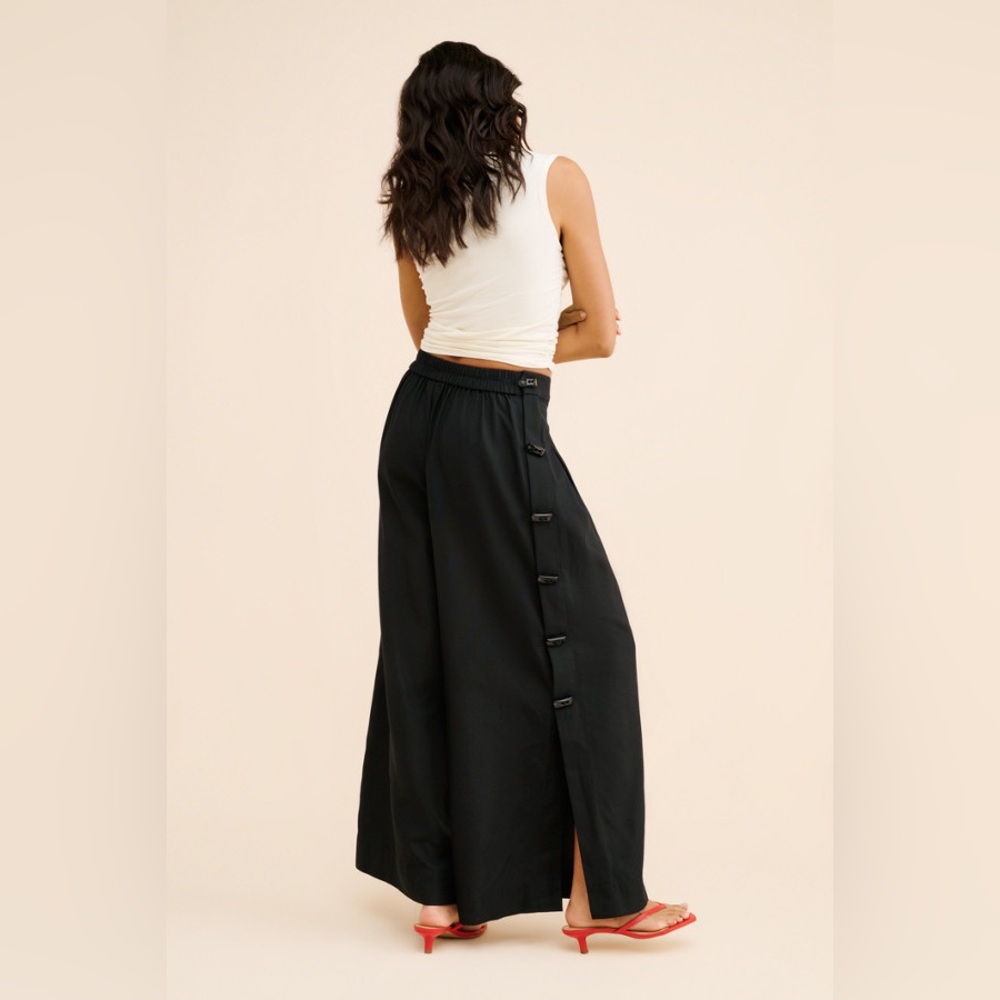 Farm Rio Black Wide Leg Trouser Pants Size Large Pleated Tailored - Picture 14 of 16